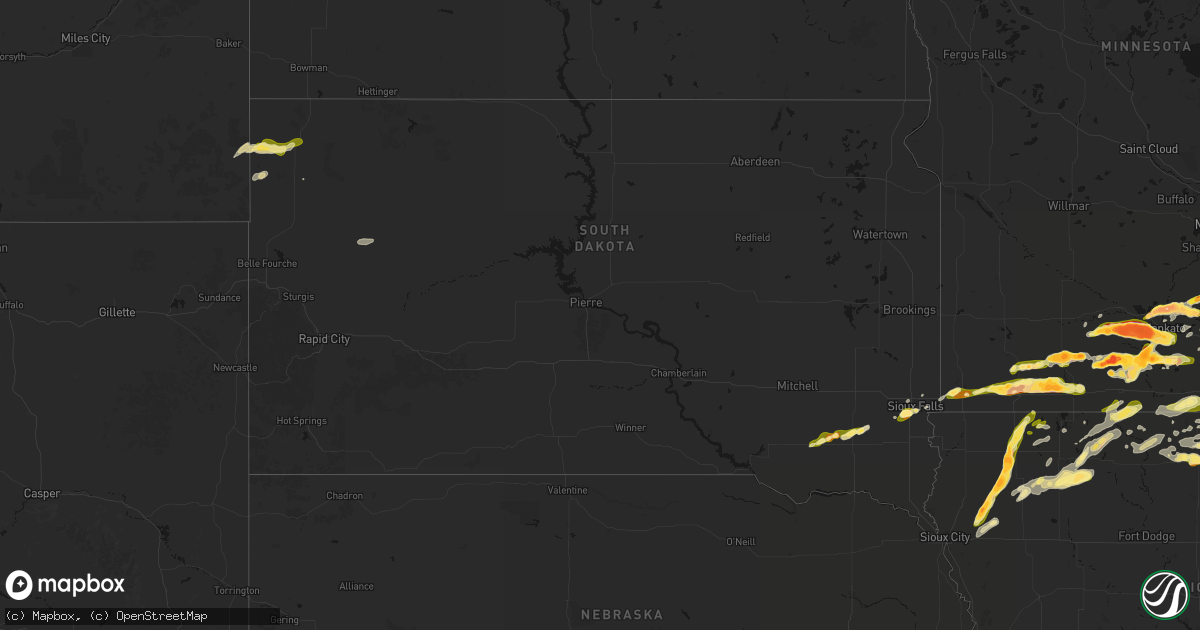 Hail map in South Dakota on April 13, 2026