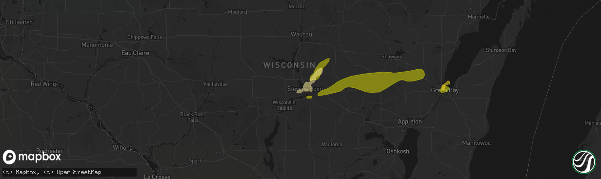 Hail map in Stevens Point, WI on April 13, 2026