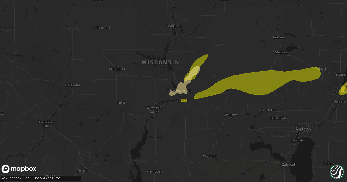 Hail map in Stevens Point, WI on April 13, 2026