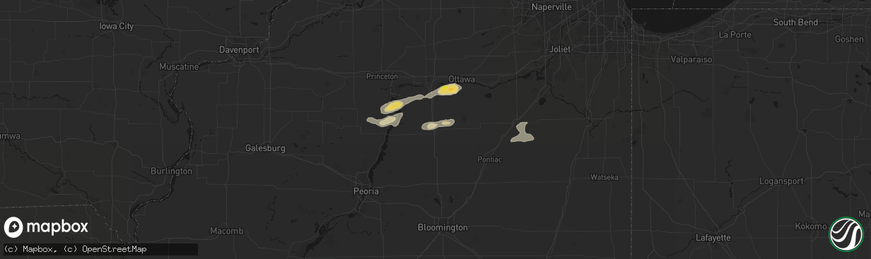 Hail map in Wenona, IL on April 13, 2026