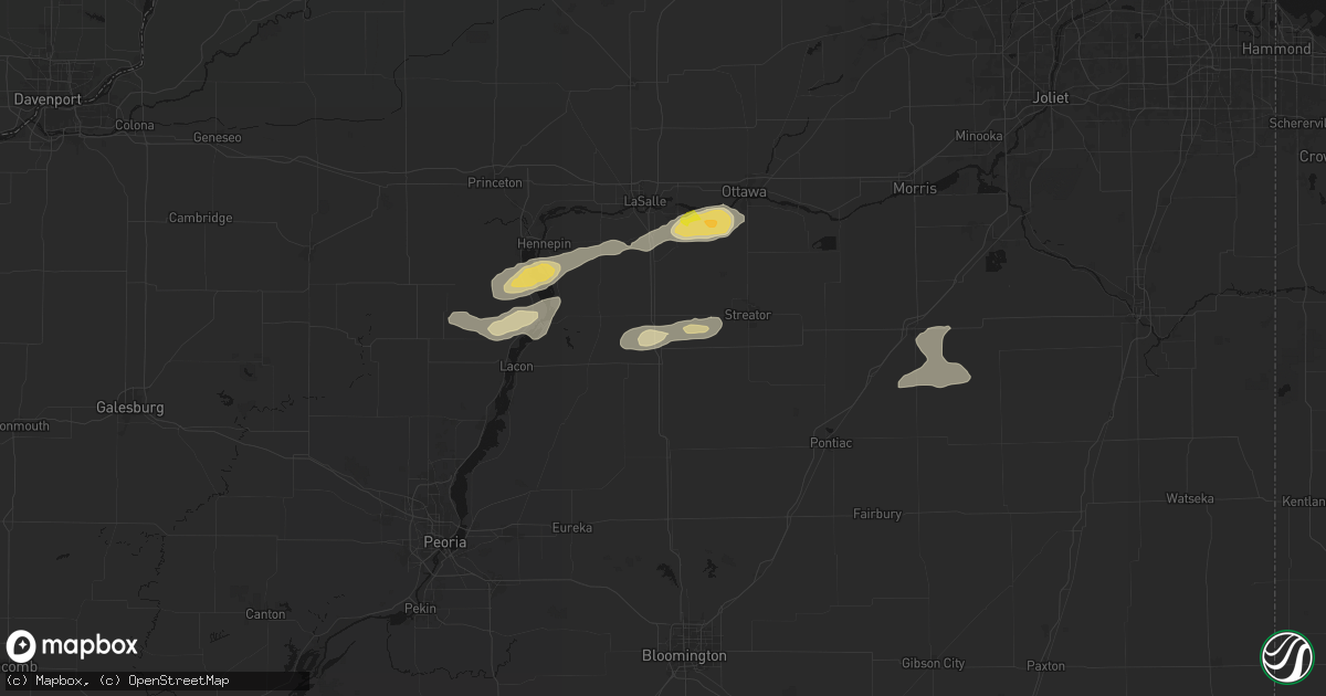 Hail map in Wenona, IL on April 13, 2026