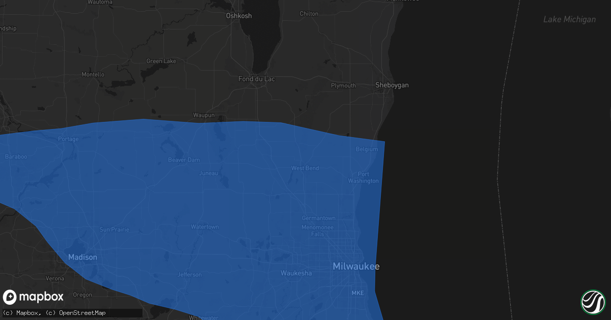 Hail map in West Bend, WI on April 13, 2026