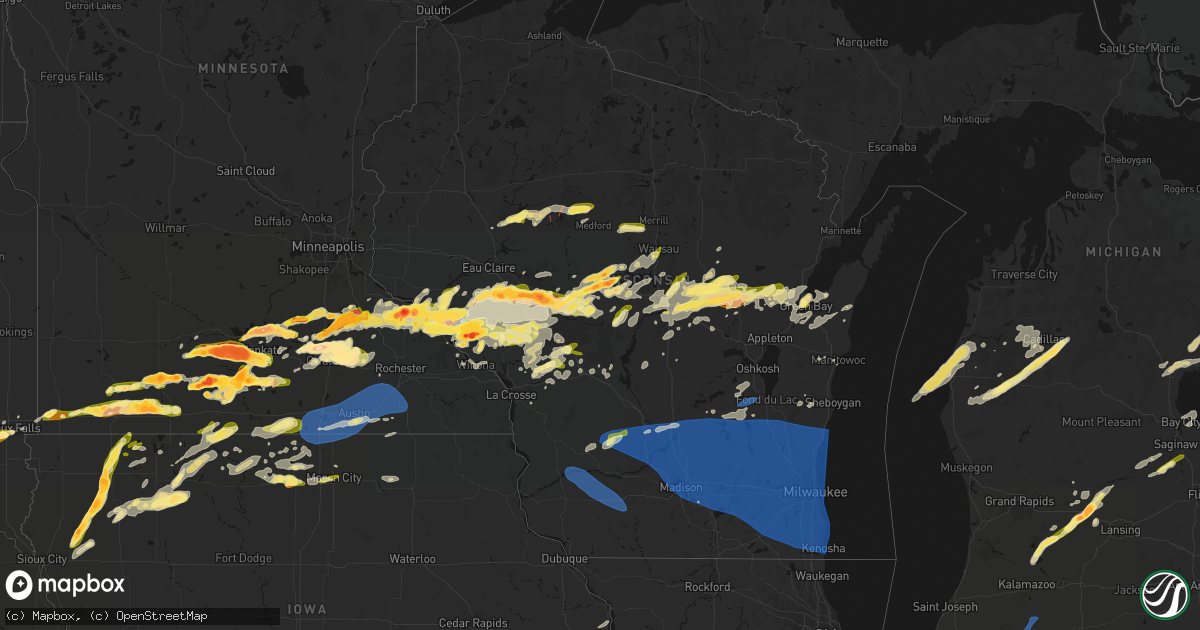 Hail map in Wisconsin on April 13, 2026