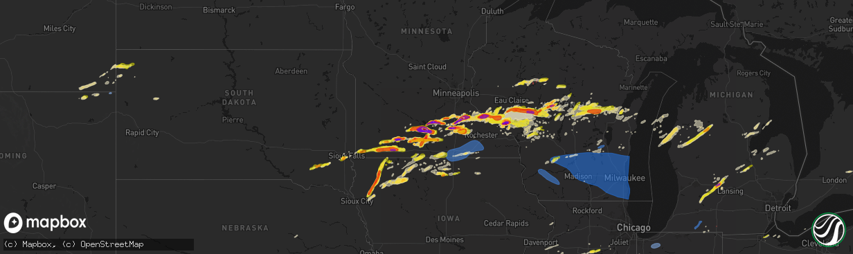 Hail map on April 13, 2026