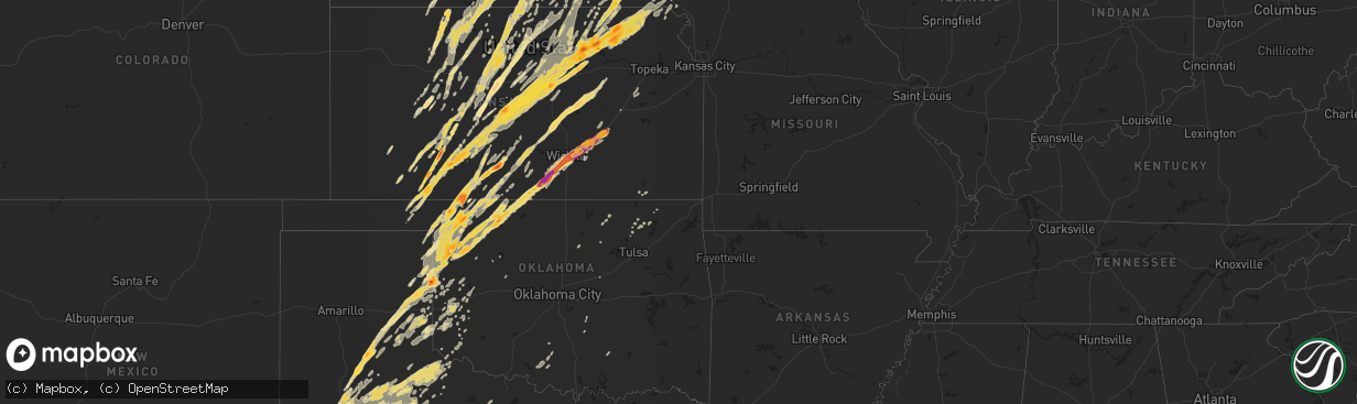 Hail map in Kansas on April 14, 2012