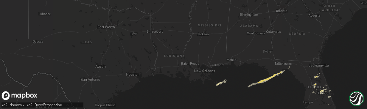 Hail map in Louisiana on April 14, 2013