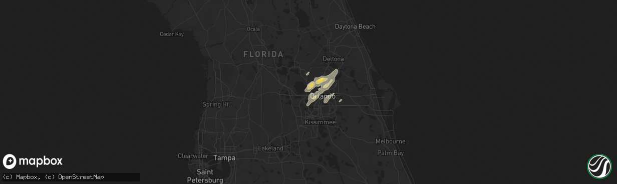 Hail map in Ocoee, FL on April 14, 2013