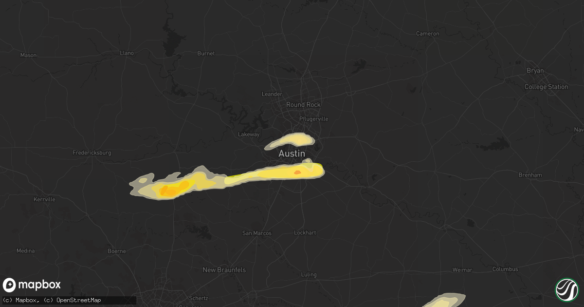 Hail map in Austin, TX on April 14, 2014