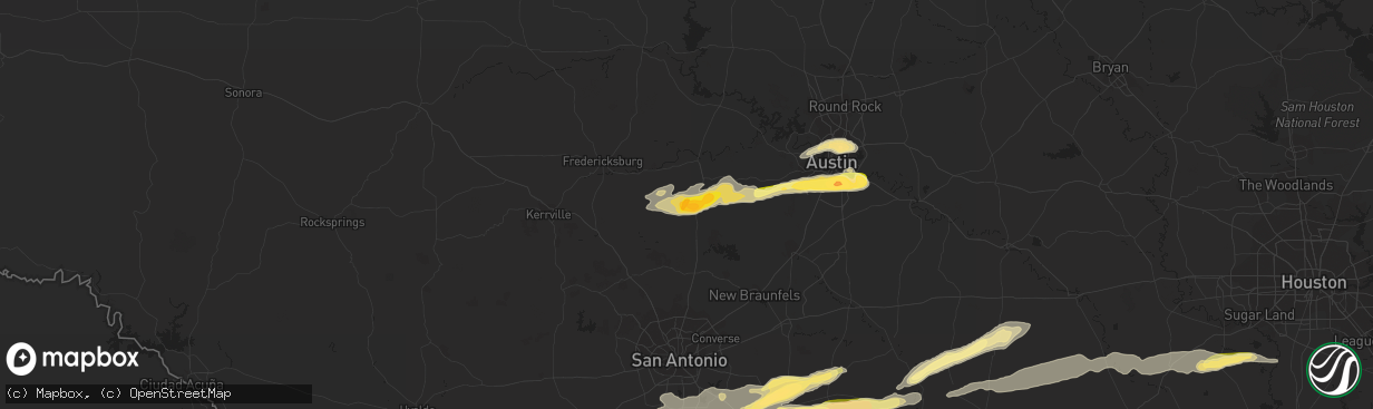 Hail map in Blanco, TX on April 14, 2014