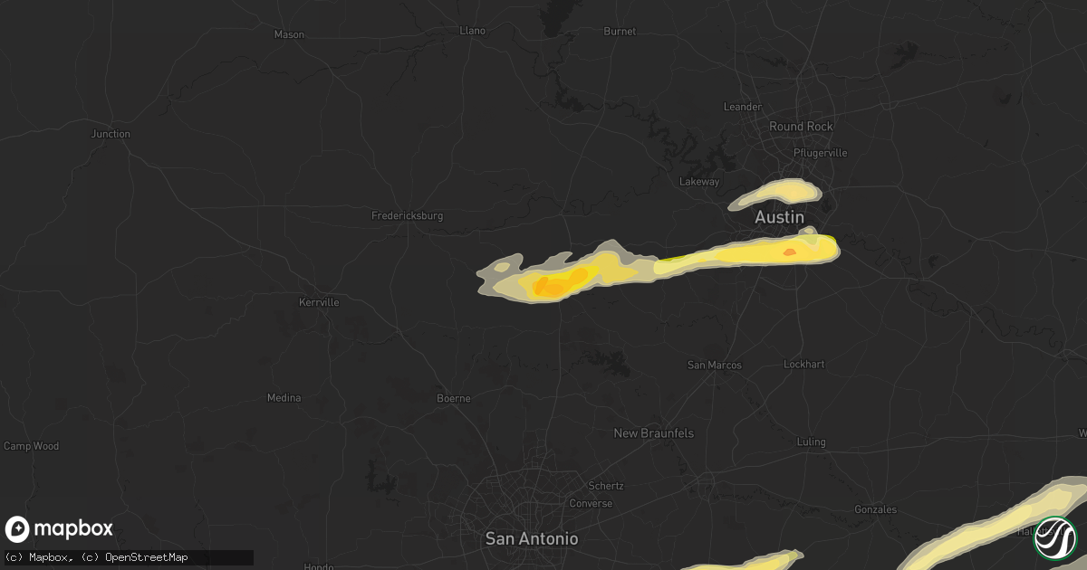 Hail map in Blanco, TX on April 14, 2014