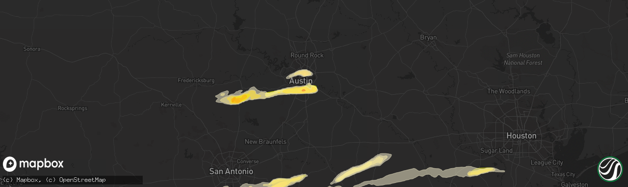 Hail map in Del Valle, TX on April 14, 2014