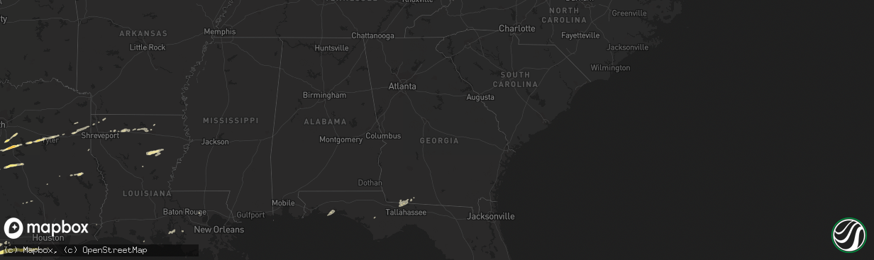 Hail map in Georgia on April 14, 2014