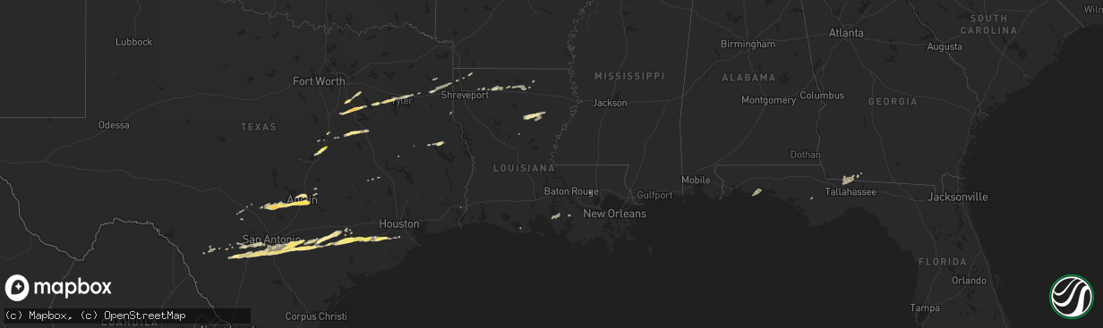 Hail map in Louisiana on April 14, 2014