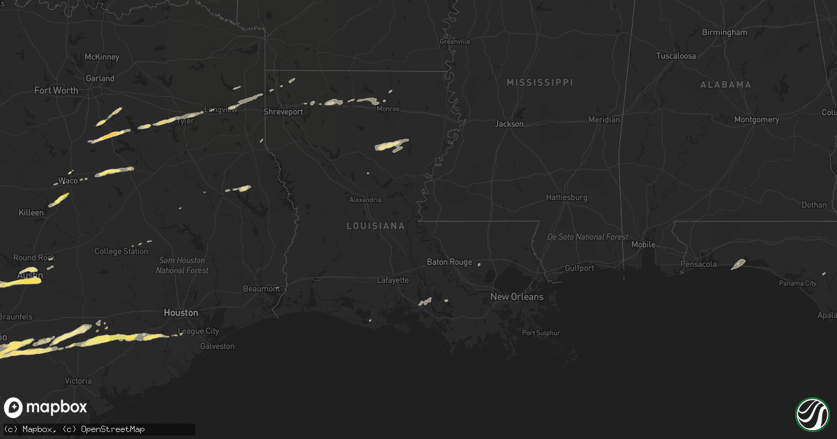 Hail map in Louisiana on April 14, 2014