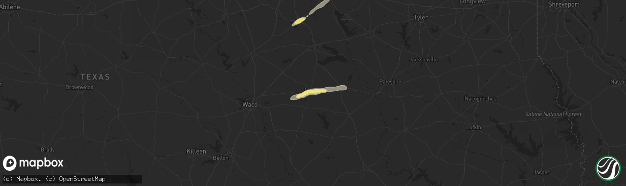 Hail map in Mexia, TX on April 14, 2014