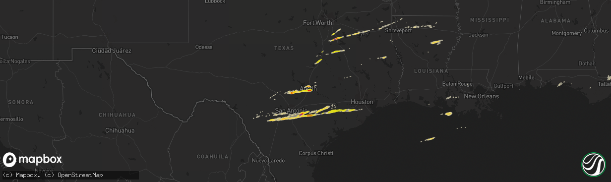 Hail map on April 14, 2014