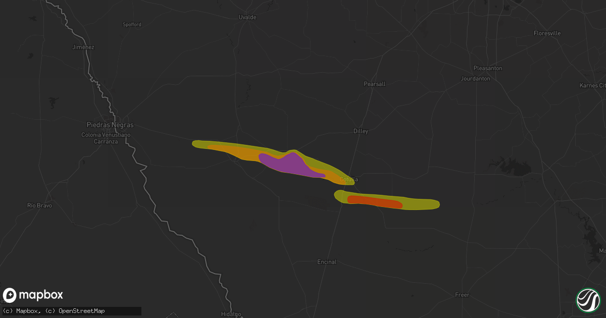Hail map in Big Wells, TX on April 14, 2015