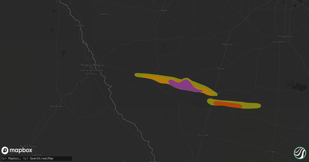 Hail map in Carrizo Springs, TX on April 14, 2015