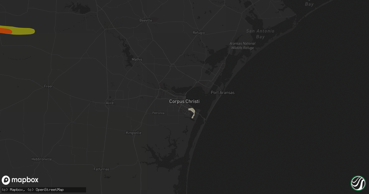 Hail map in Corpus Christi, TX on April 14, 2015