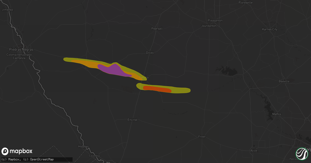 Hail map in Cotulla, TX on April 14, 2015