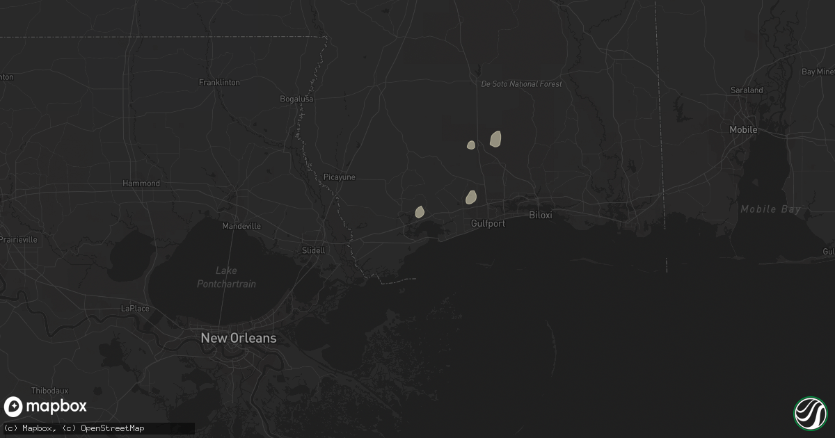 Hail map in Diamondhead, MS on April 14, 2015