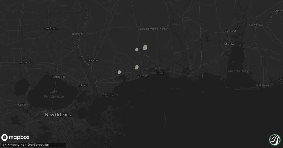 Hail map in Gulfport, MS on April 14, 2015