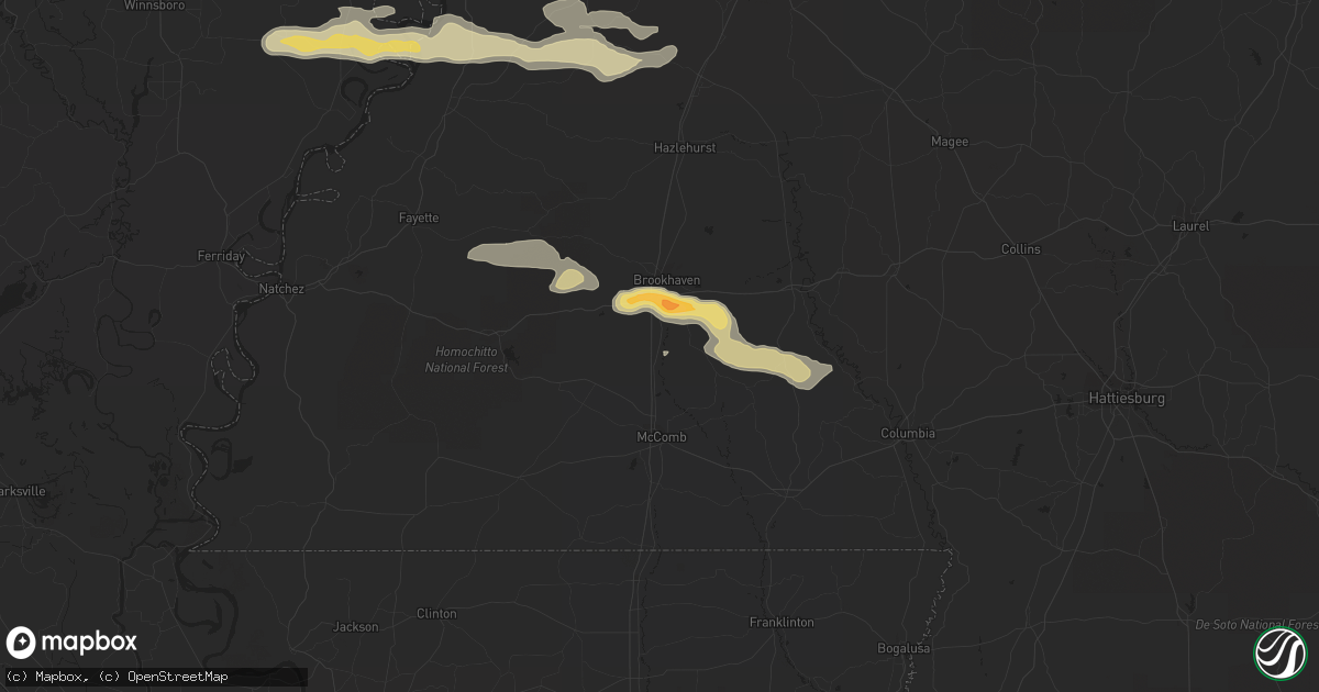 Hail map in Bogue Chitto, MS on April 14, 2016