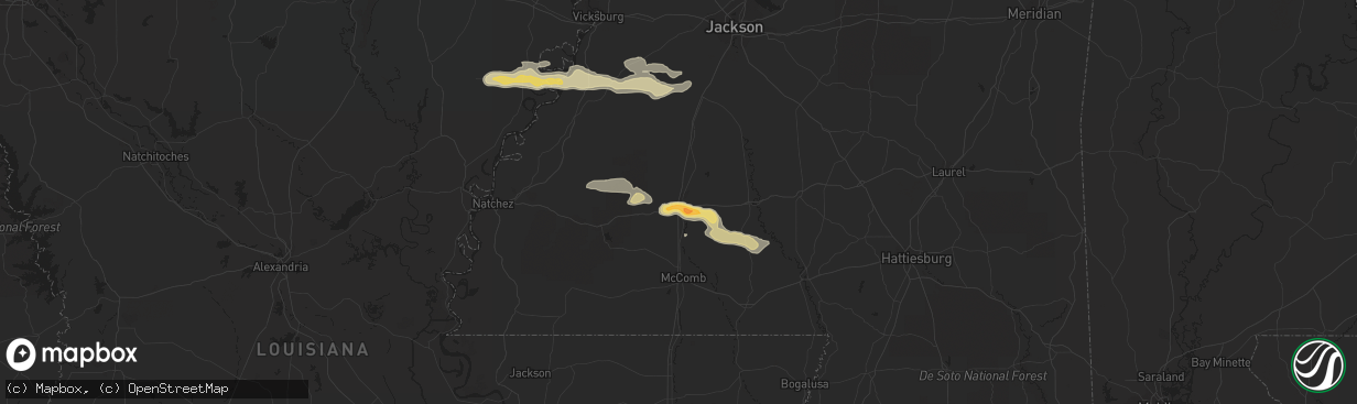 Hail map in Brookhaven, MS on April 14, 2016