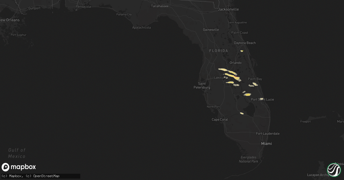 Hail map in Florida on April 14, 2016