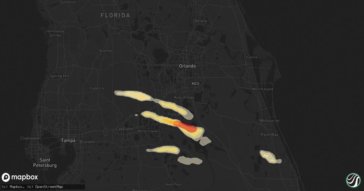 Hail map in Kissimmee, FL on April 14, 2016