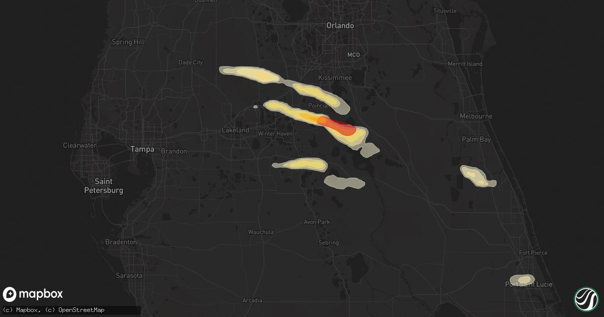 Hail map in Lake Wales, FL on April 14, 2016