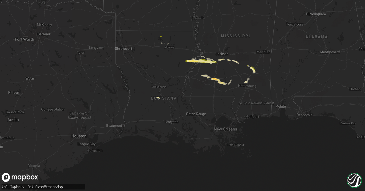 Hail map in Louisiana on April 14, 2016