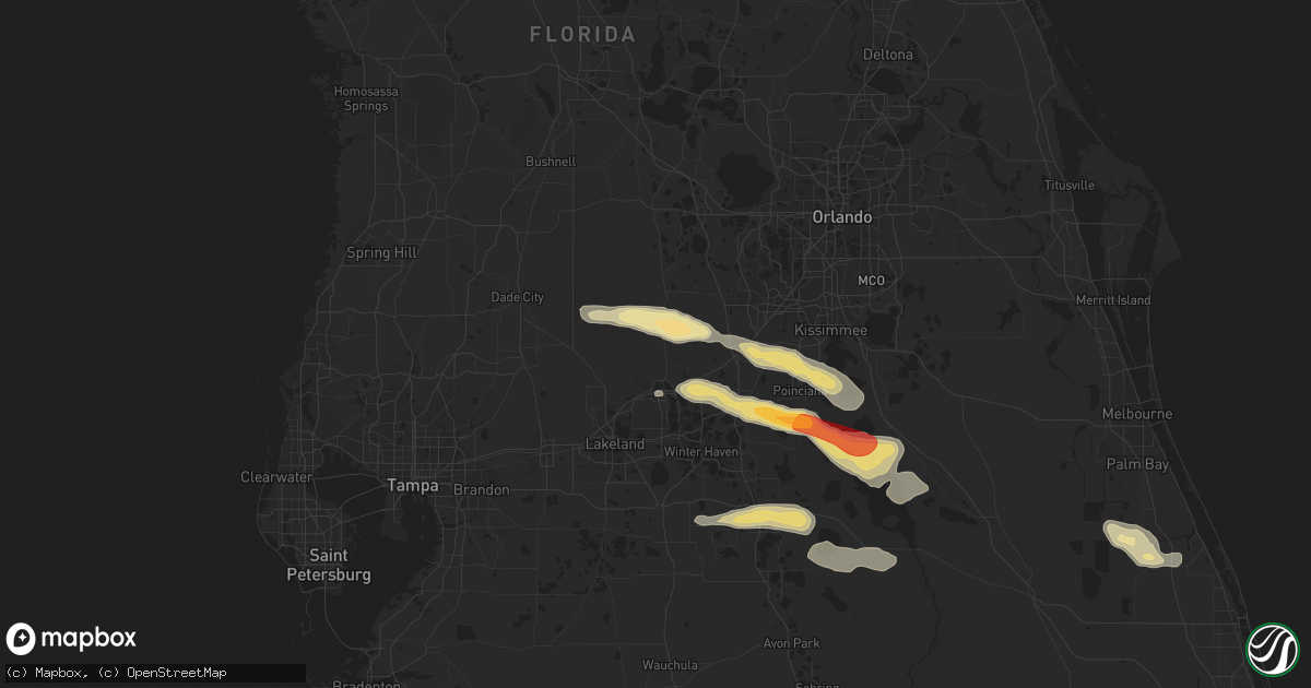 Hail map in Polk City, FL on April 14, 2016