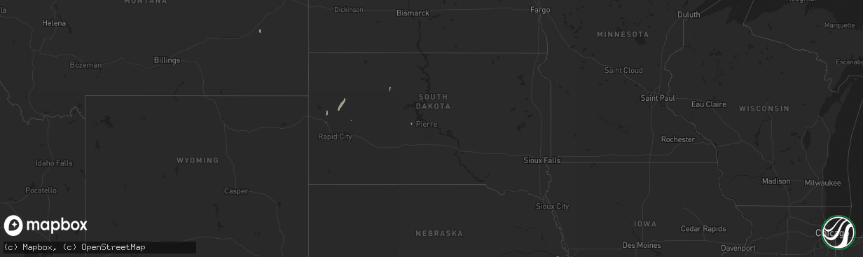 Hail map in South Dakota on April 14, 2016