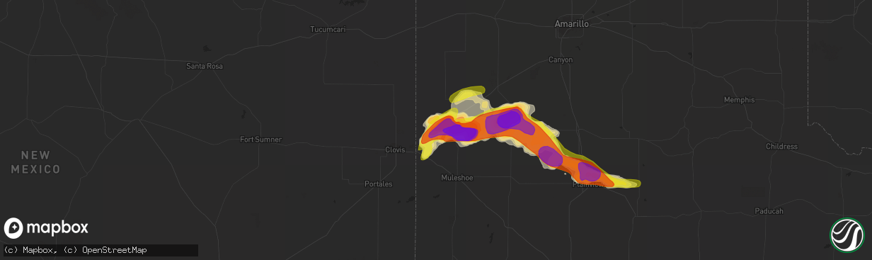 Hail map in Bovina, TX on April 14, 2017