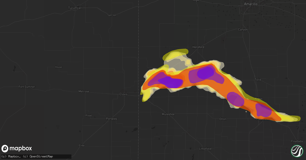 Hail map in Bovina, TX on April 14, 2017