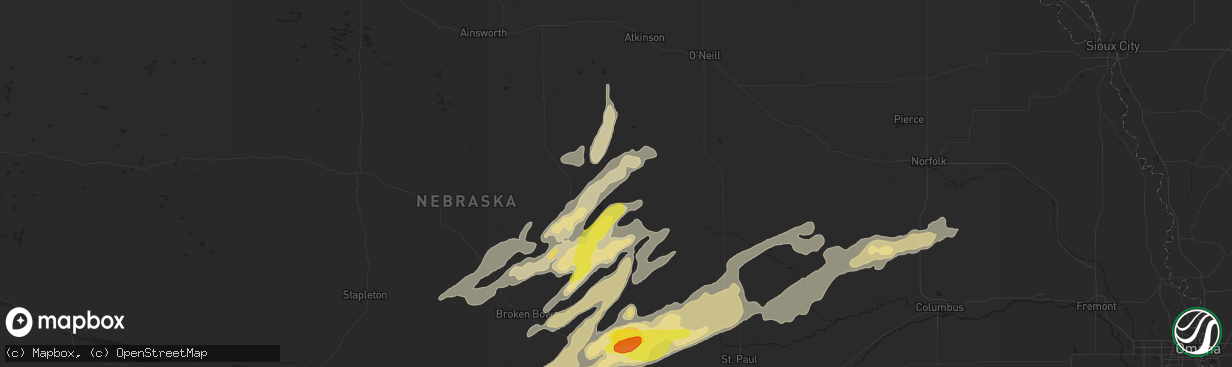 Hail map in Burwell, NE on April 14, 2017