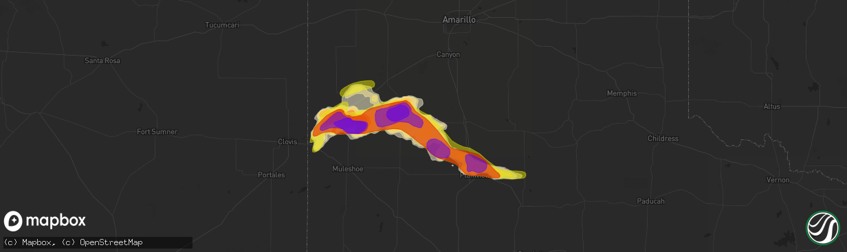 Hail map in Nazareth, TX on April 14, 2017