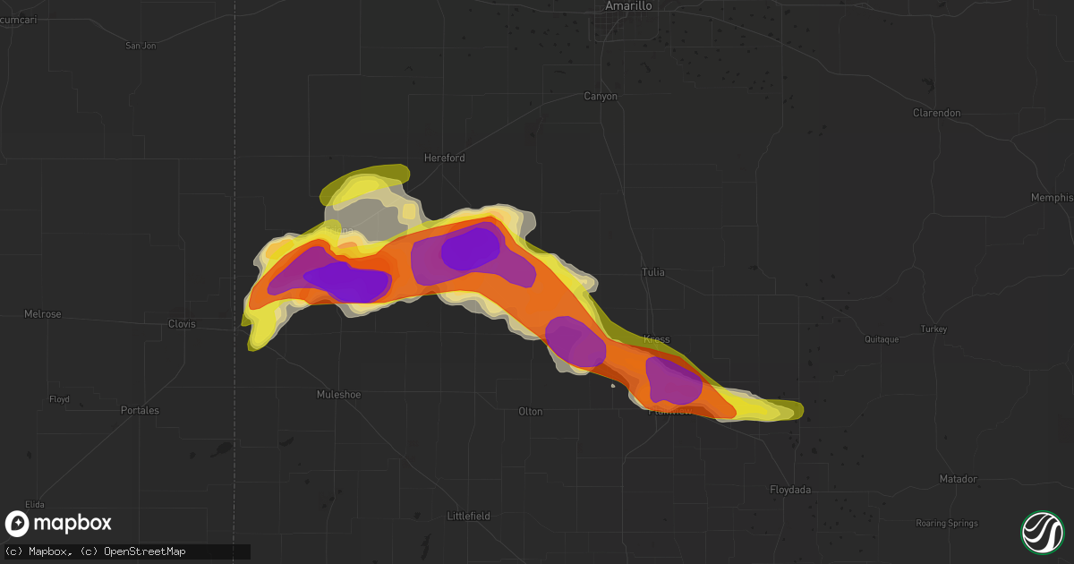 Hail map in Nazareth, TX on April 14, 2017