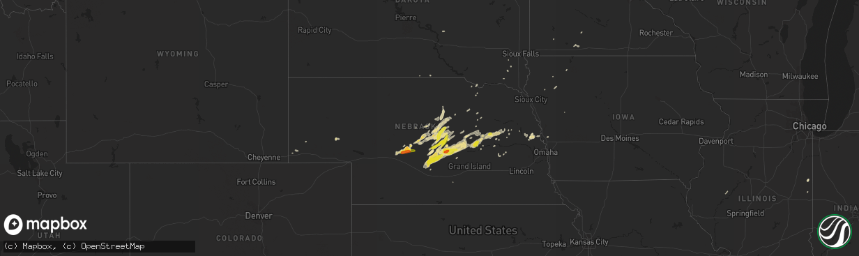 Hail map in Nebraska on April 14, 2017