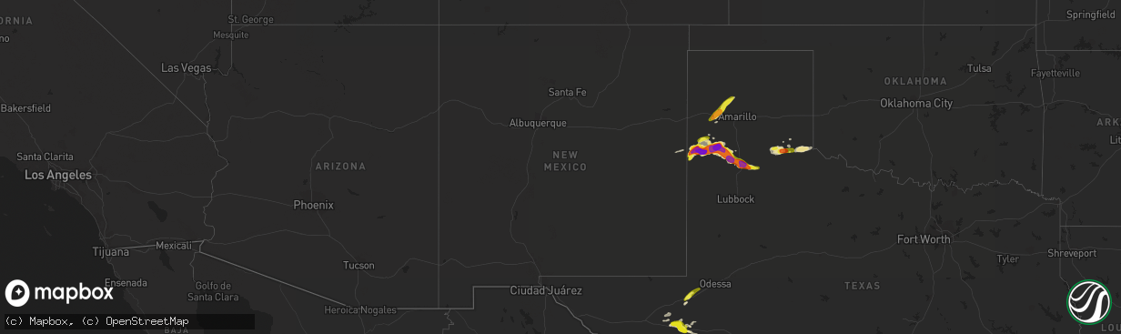 Hail map in New Mexico on April 14, 2017