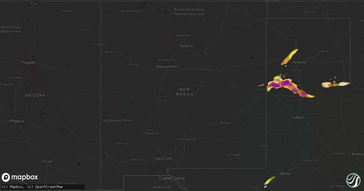 Hail map in New Mexico on April 14, 2017