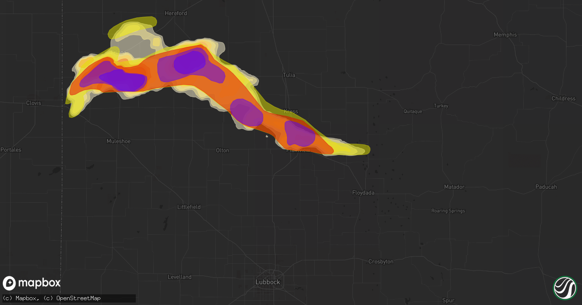 Hail map in Plainview, TX on April 14, 2017