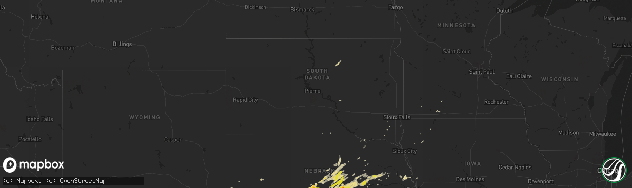 Hail map in South Dakota on April 14, 2017