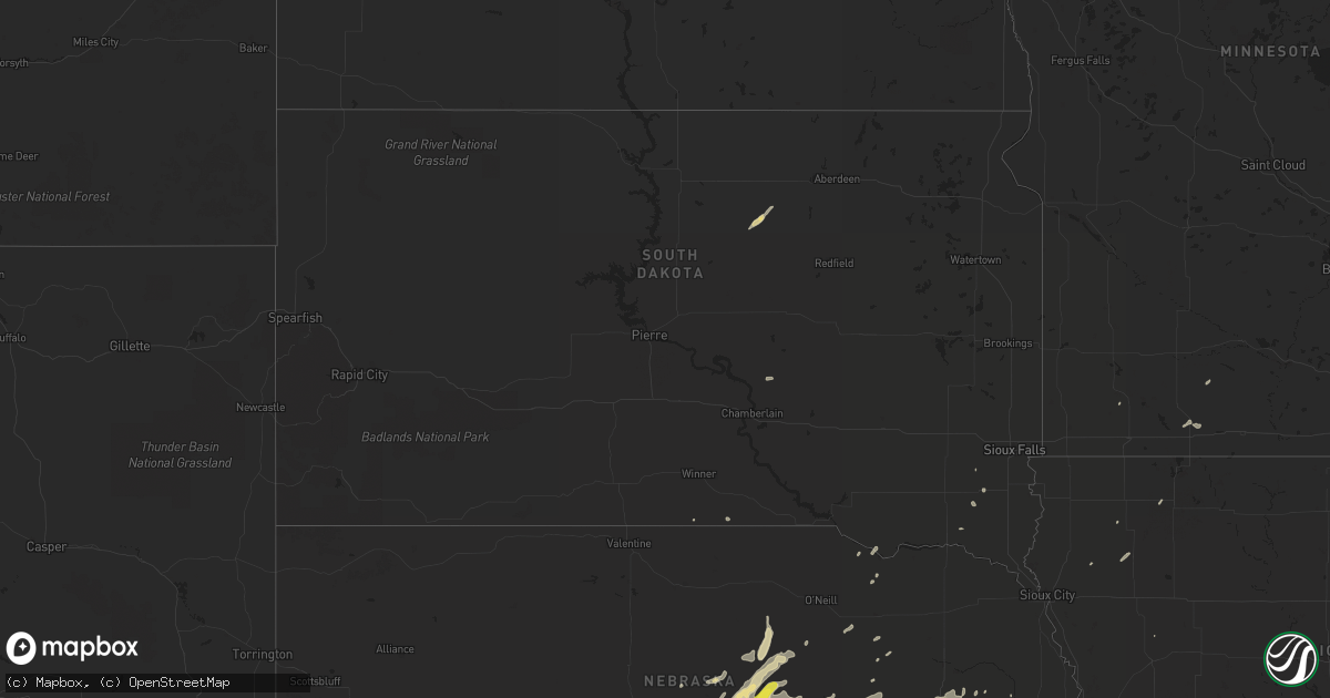 Hail map in South Dakota on April 14, 2017