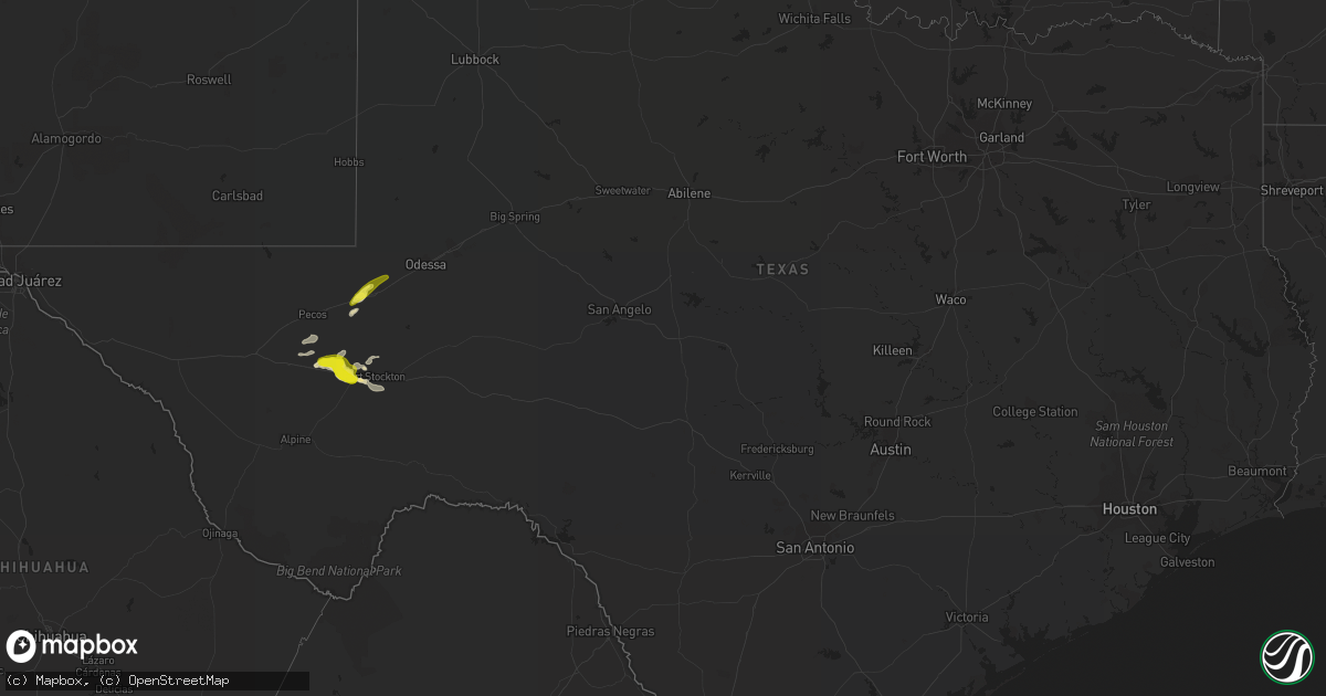 Hail map in Texas on April 14, 2017