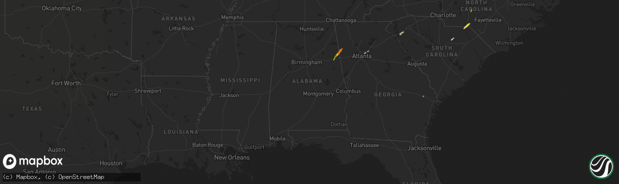 Hail map in Alabama on April 14, 2019