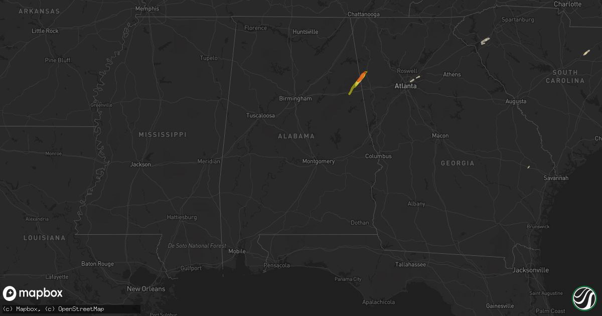 Hail map in Alabama on April 14, 2019