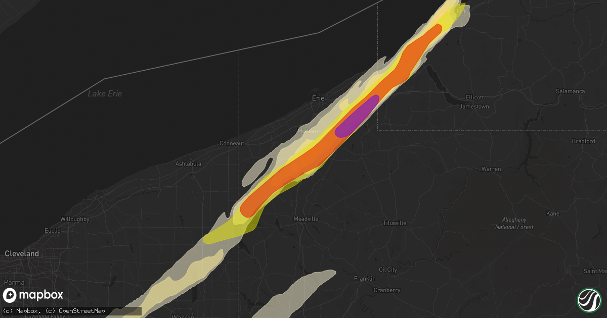 Hail map in Edinboro, PA on April 14, 2019