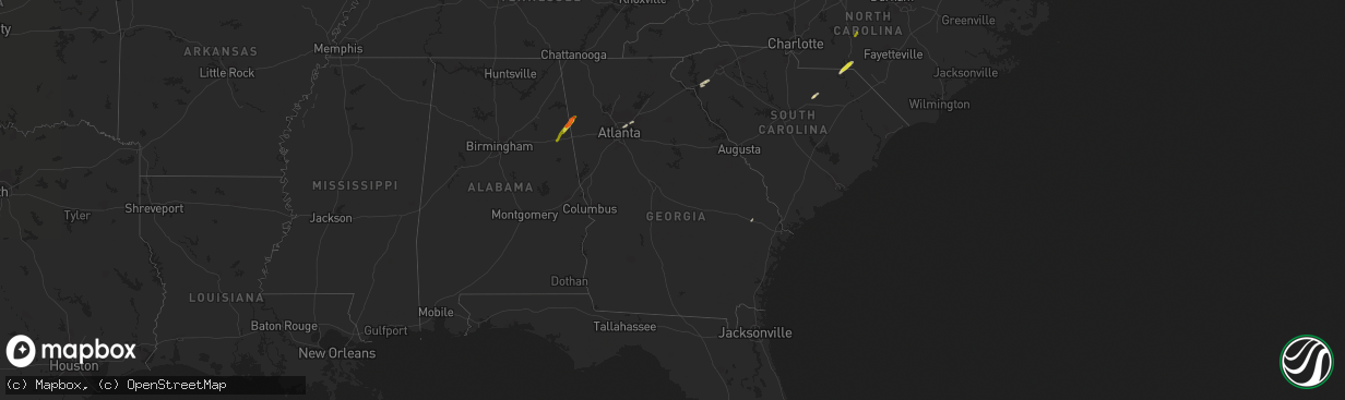 Hail map in Georgia on April 14, 2019